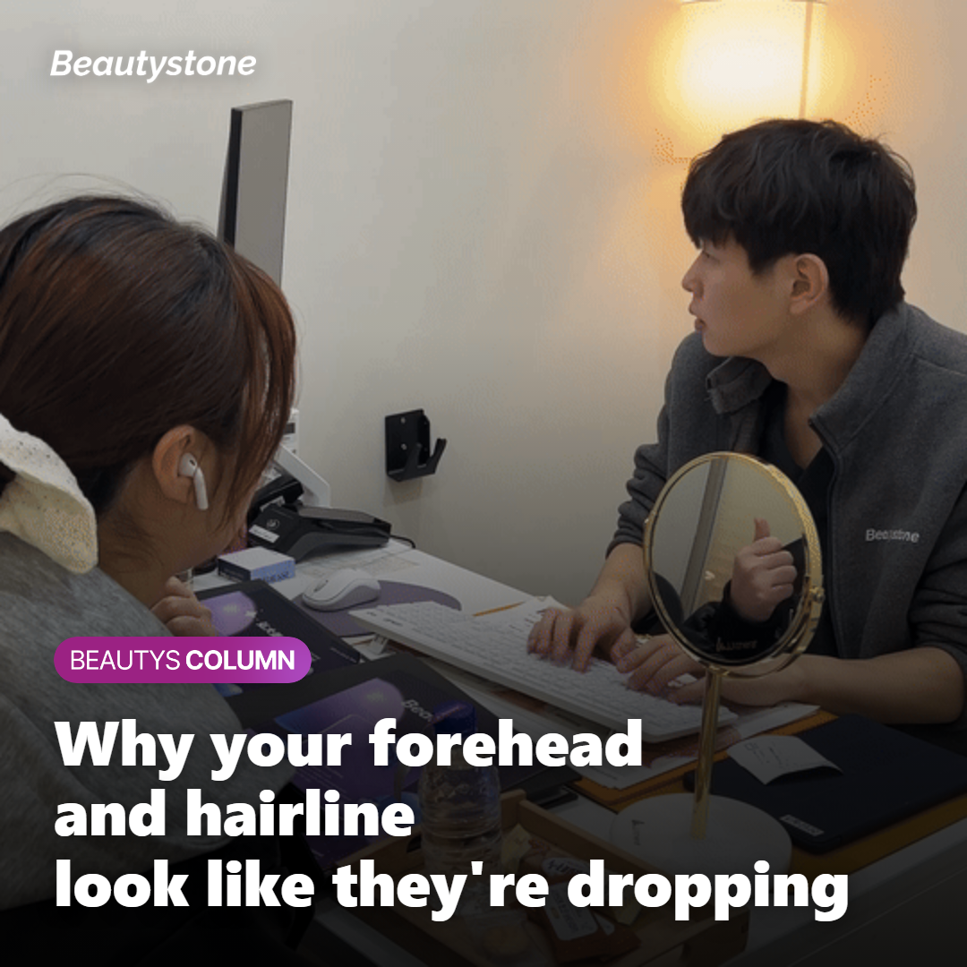 Diagram showing why the forehead and hairline start to look like they are dropping