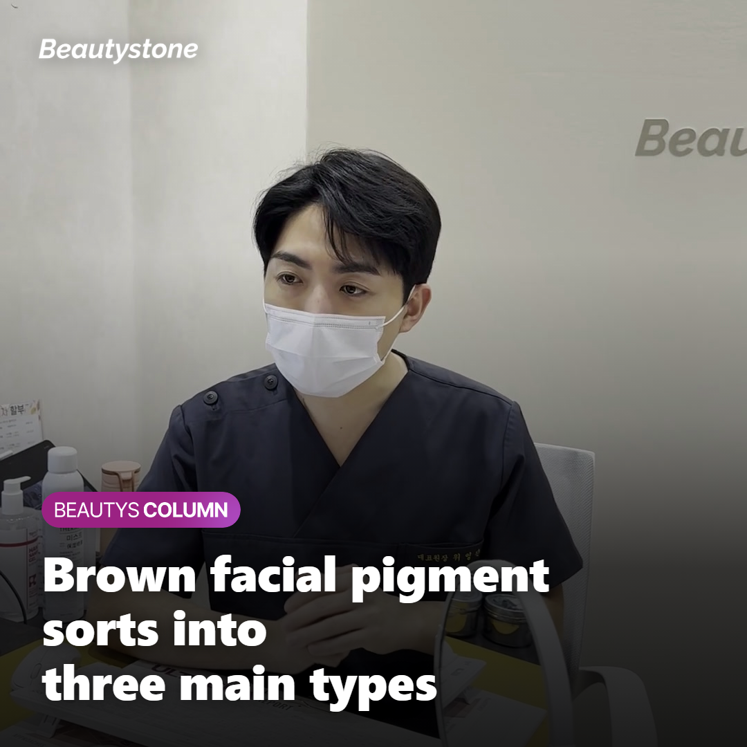 Illustration showing brown facial pigment sorted into three main types