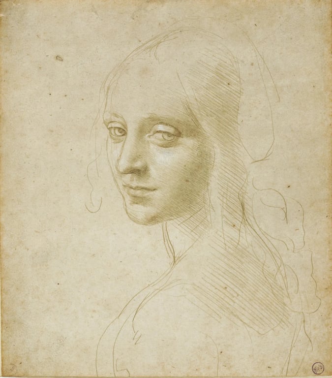 Léonard de Vinci. Tête d'une Jeune Femme. Entre 1483 et 1485.