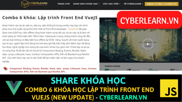 Combo 6 khóa học: Lập trình Front End VueJS Bản Mới Nhất – Cyberlearn