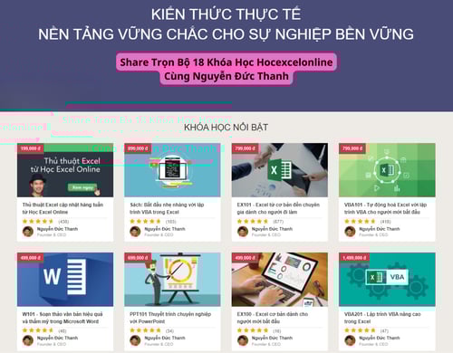 Trọn Bộ 18 Khóa Học Hocexcelonline Cùng Nguyễn Đức Thanh