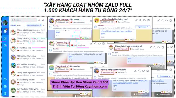 Khóa Học Kéo Nhóm Zalo 1.000 Thành Viên Tự Động Xaynhom.com