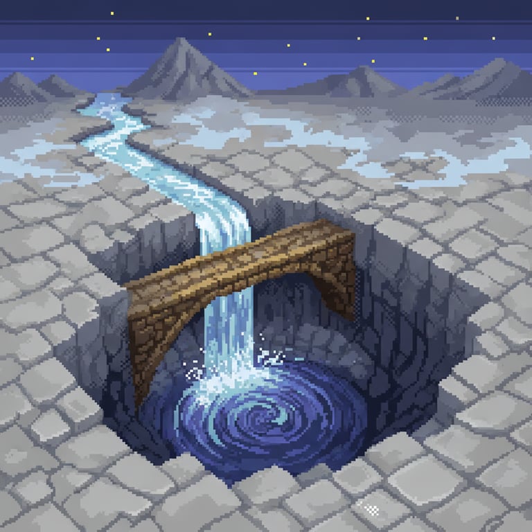 The Vanishing Stream — AI-generated collectible card | The Sea of Stones