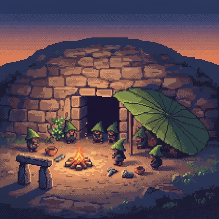The Koro-pok-guru's Hearth — AI-generated collectible card | Yoshimi Hundred Caves