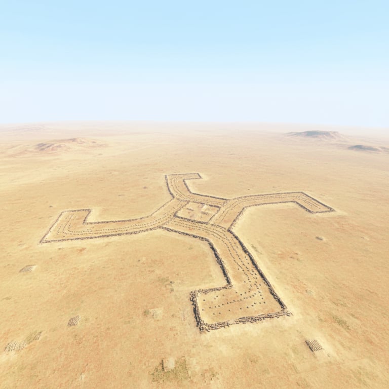 Swastika Geoglyph — AI-generated collectible card | Mangystau’s Geoglyphs

