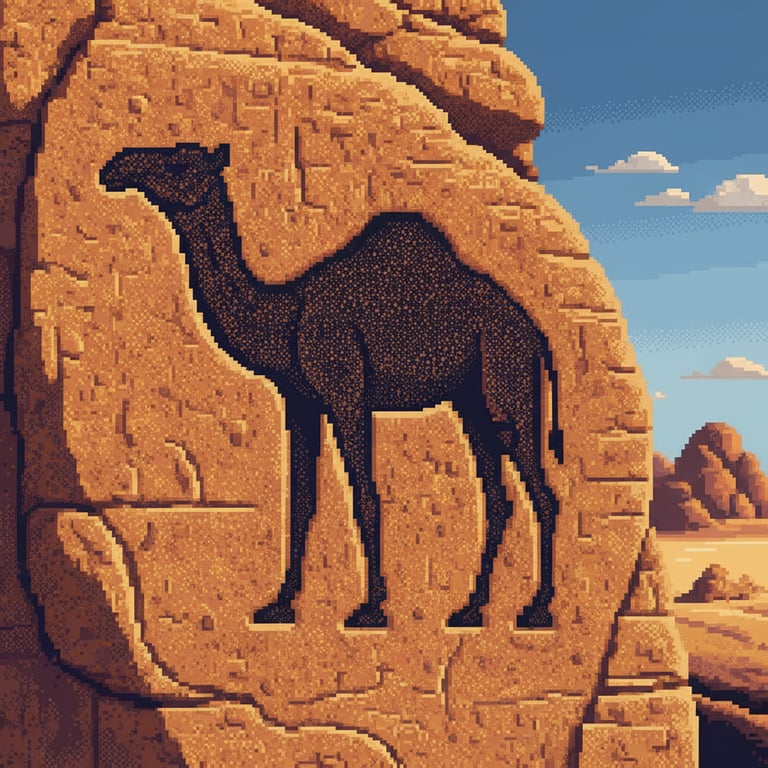 Camel Caravan Etching — AI-generated collectible card | Bir Hima