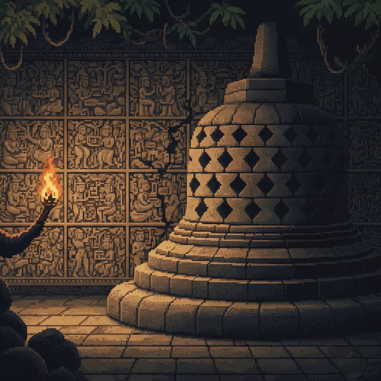 The Hidden Foot — AI-generated collectible card | Borobudur Temple