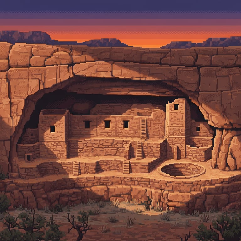 Cliffside Dwellings at Dusk — AI-generated collectible card | Butler Wash