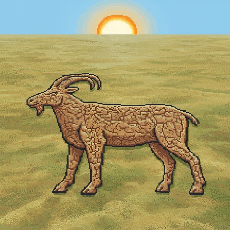 The Goat Geoglyph — AI-generated collectible card | Mangystau’s Geoglyphs

