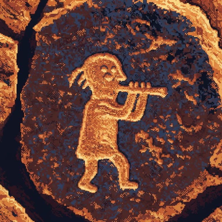 Whispers of the Piper — AI-generated collectible card | Sand Island Petroglyphs