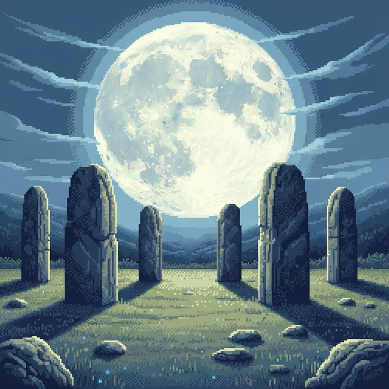 Moonlit Megaliths — AI-generated collectible card | The Hag's Chair