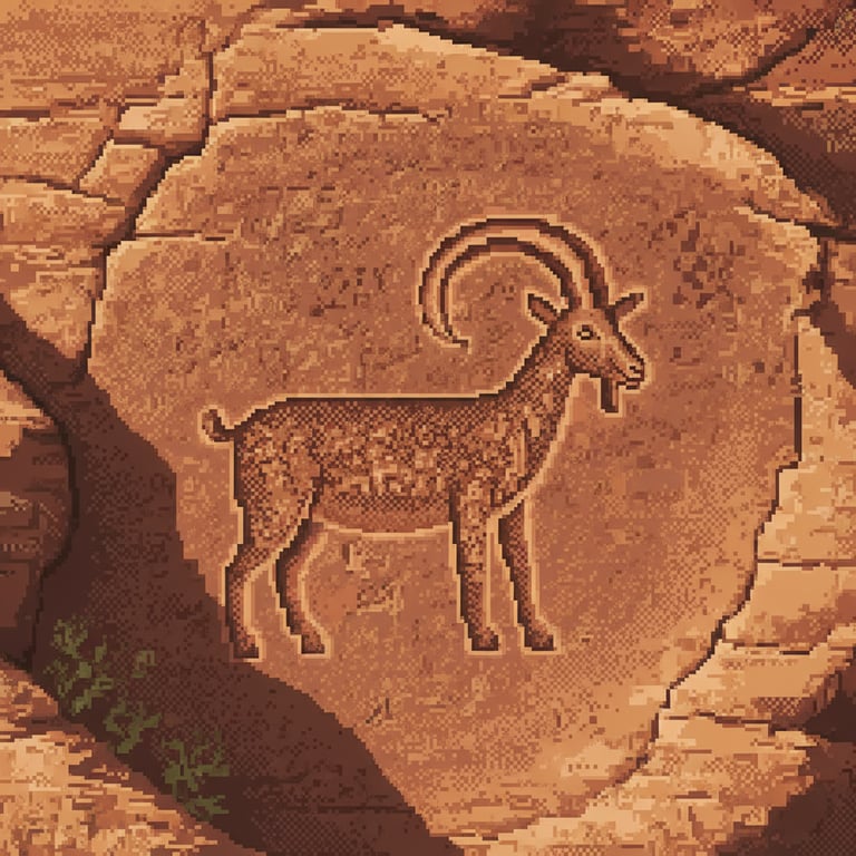 Goat Petroglyph Unveiled — AI-generated collectible card | Bir Hima