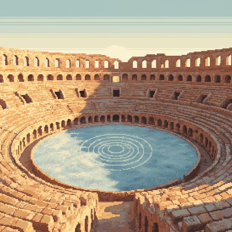 Echoes of Spectacle — AI-generated collectible card | Amphitheatre of El Jem