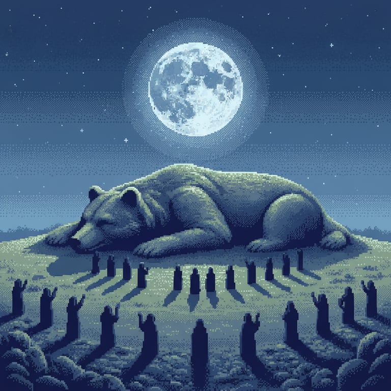 Bear Clan Gathering — AI-generated collectible card | Effigy Mounds Iowa