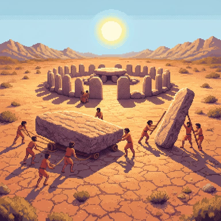 Builders of the Dolmen — AI-generated collectible card | Dolmen of Guadalperal