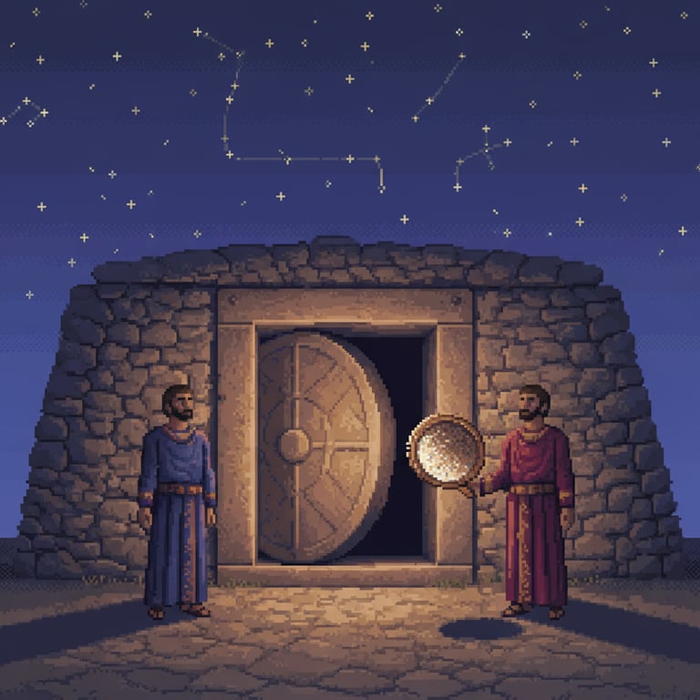 Sacred Starry Burial — AI-generated collectible card | Etruscan Tomb of Faggeto