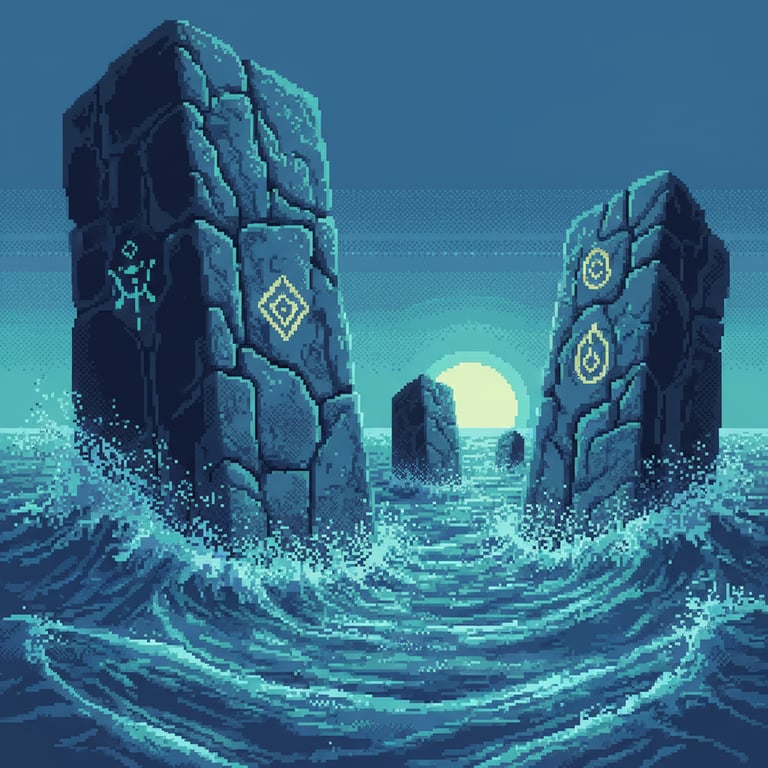 Whispers of the Deep — AI-generated collectible card | Megalithic Seawall 