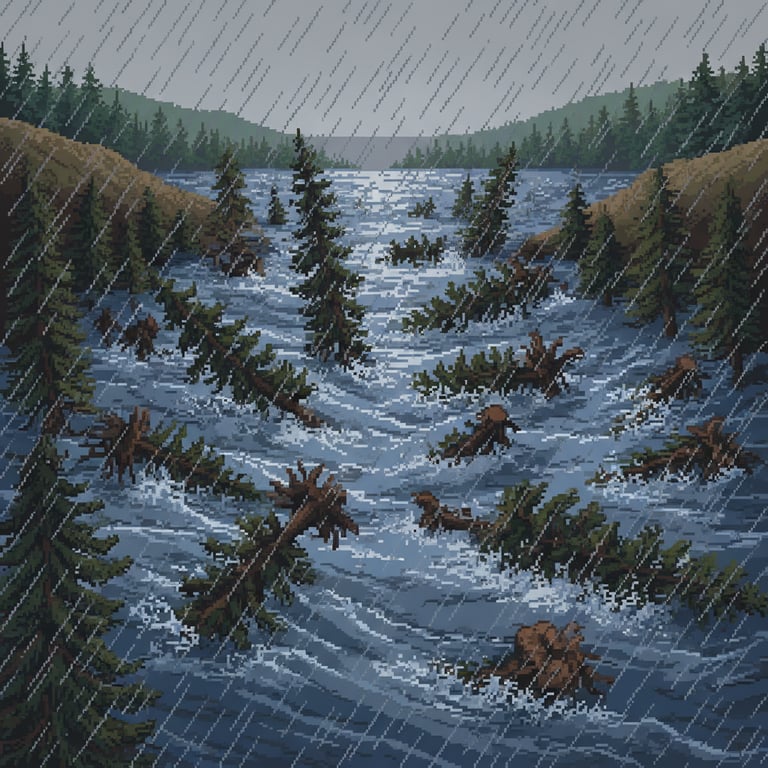 Primeval Flood — AI-generated collectible card | Petrified Forest Khorixas