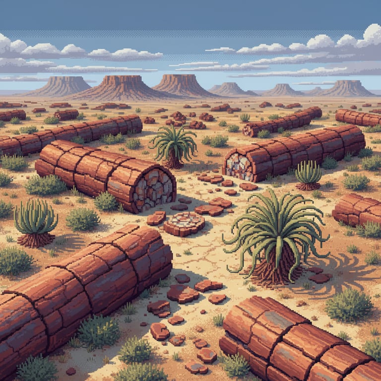 Aerial Petrified Expanse — AI-generated collectible card | Petrified Forest Khorixas