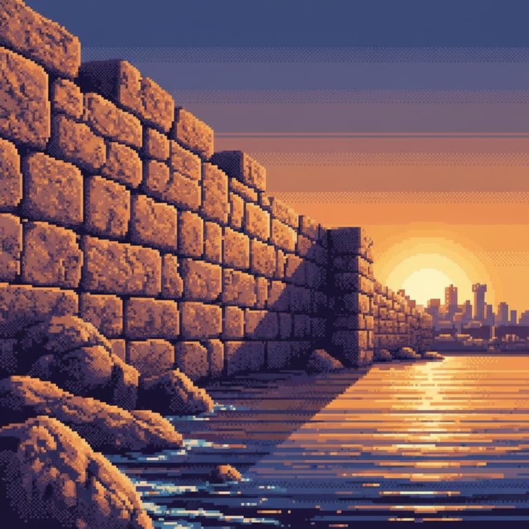 Whispers of Cyclopean Might — AI-generated collectible card | Megalithic Seawall 