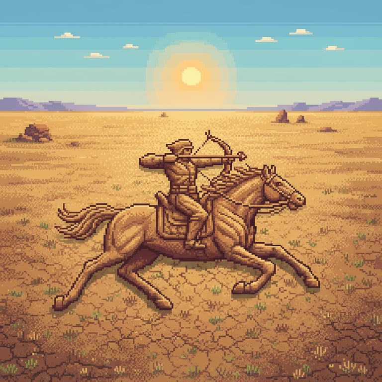 Mounted Archer Geoglyph — AI-generated collectible card | Mangystau’s Geoglyphs

