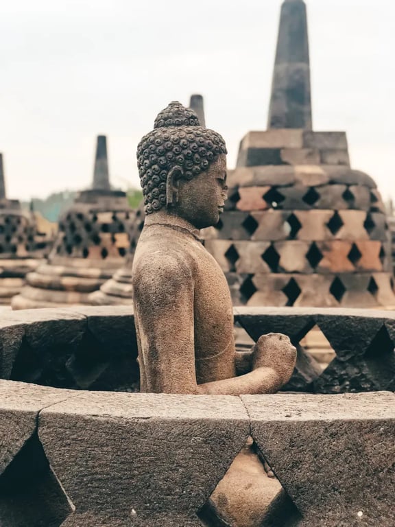 Buddha Statues Inside Borobudur Temple — Borobudur Temple