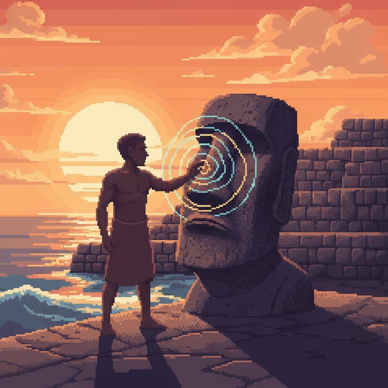 The Stone Cutter's Secret — AI-generated collectible card | Ahu Vinapu
