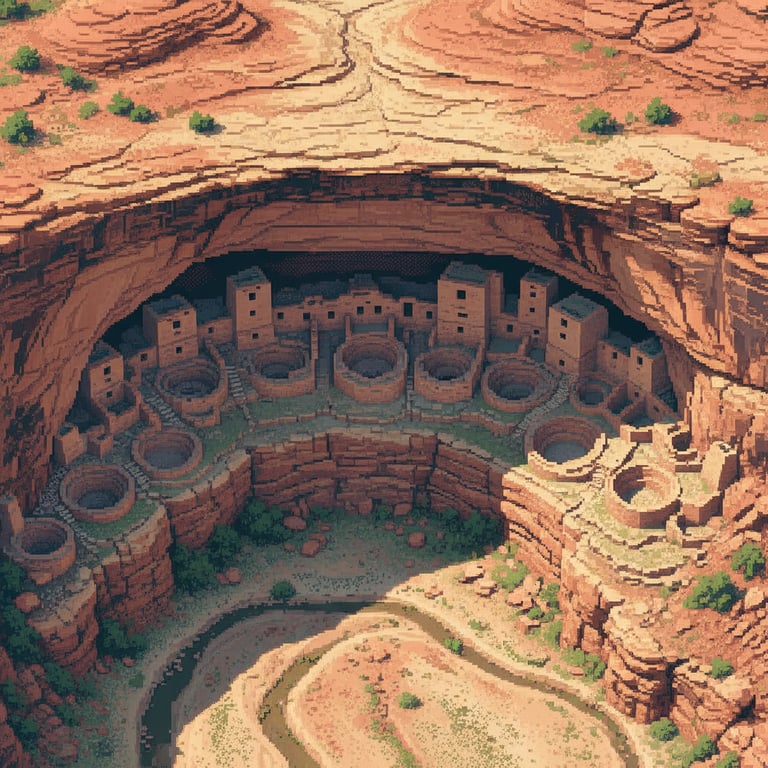 Cliffside Dwellings Aerial — AI-generated collectible card | Butler Wash