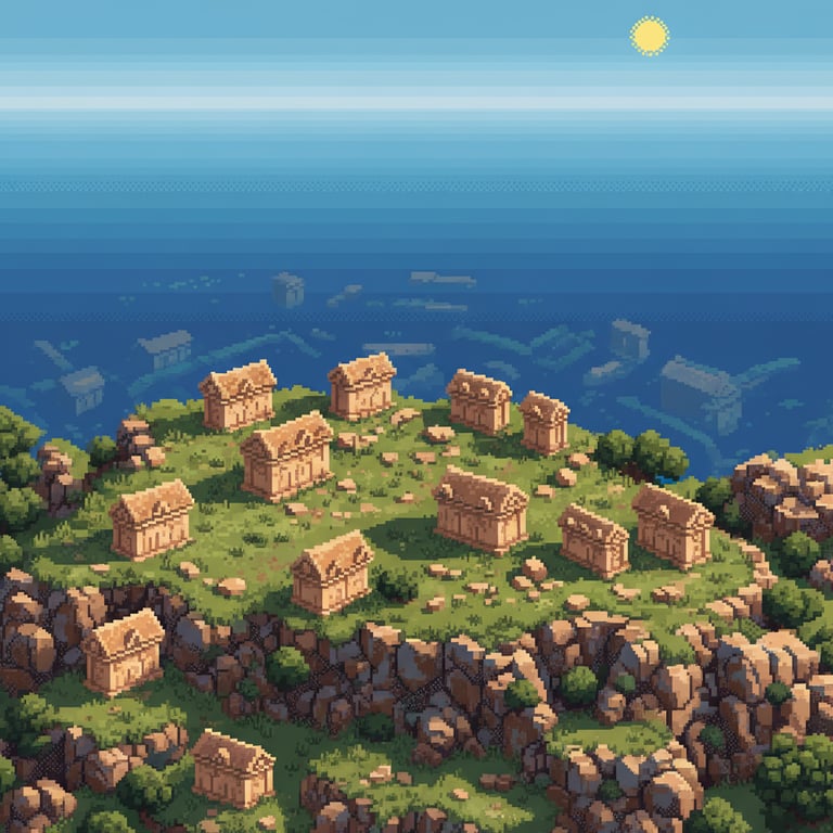 Lycian Necropolis Overlook — AI-generated collectible card | Dolochiste Submerged City