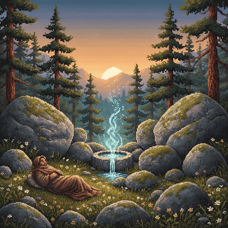 Sacred Spring Incubation — AI-generated collectible card | Ancient Marble Thrones