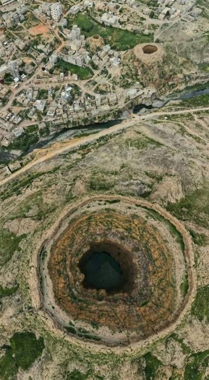 Dhamar Crater Damt City Aerial View — The Dhamar Crater