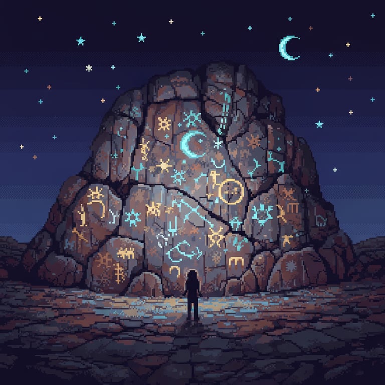Celestial Petroglyphs — AI-generated collectible card | Gobustan Historic Reserve