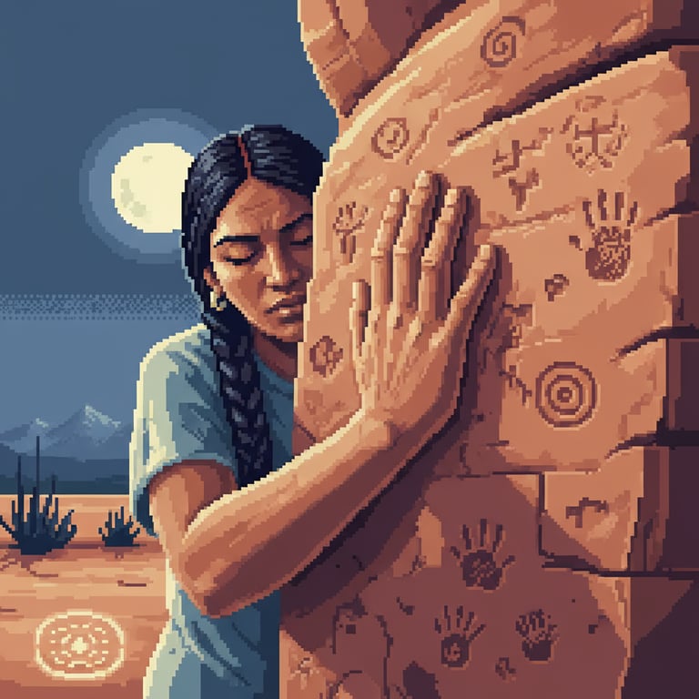 Sacred Handprints — AI-generated collectible card | White Mountain Petroglyphs