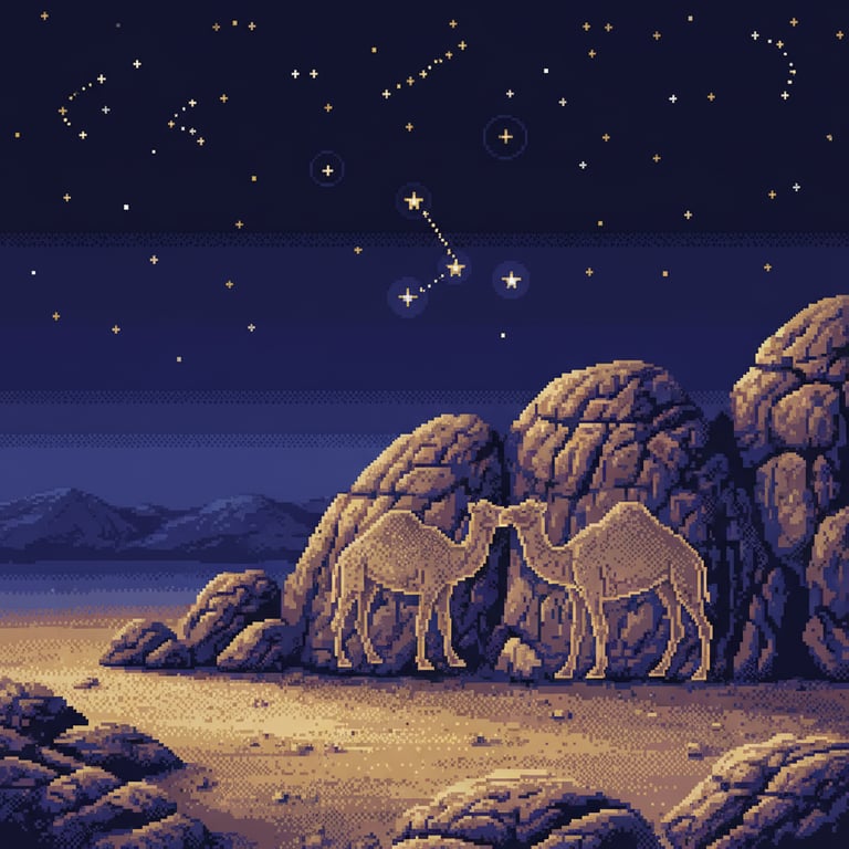 Echoes of Celestial Alignments — AI-generated collectible card | Camel Carvings Site