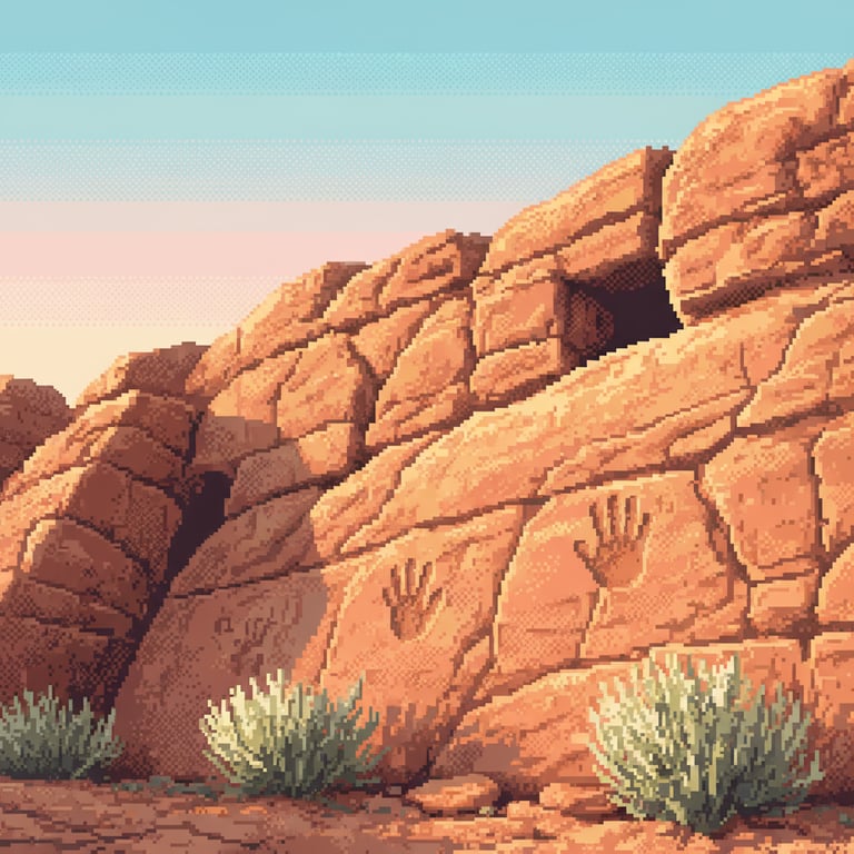Cliffside Handprints — AI-generated collectible card | White Mountain Petroglyphs