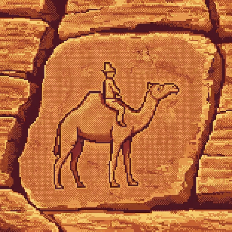 Camel Caravan Etching — AI-generated collectible card | Bir Hima