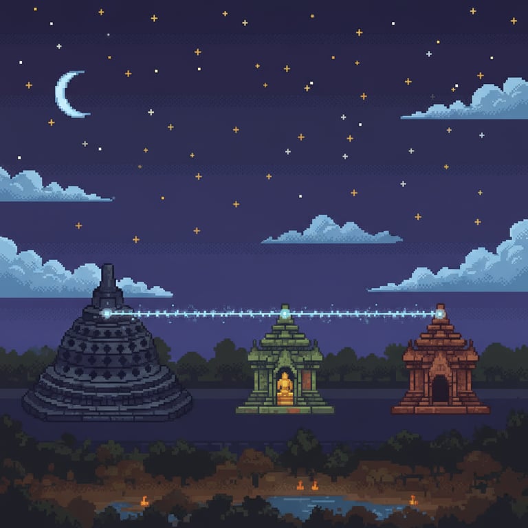 The Geometric Alignment — AI-generated collectible card | Borobudur Temple