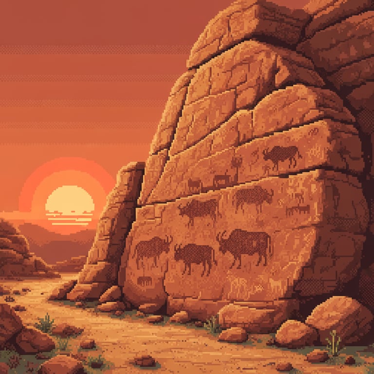 Buffalo Herd Petroglyphs — AI-generated collectible card | Bir Hima