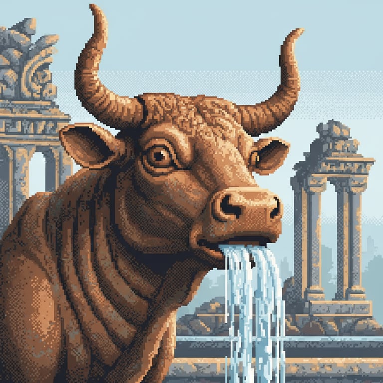 Zodiac Fountain Heads — AI-generated collectible card | Yuanmingyuan Summer Palace