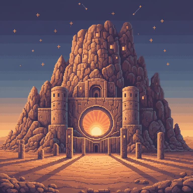 Celestial Alignment — AI-generated collectible card | Egil Rock-Cut Castle 