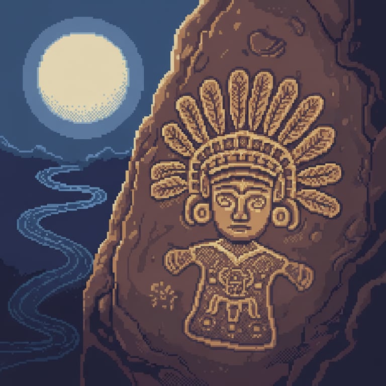 Headdress Anthropomorph — AI-generated collectible card | Sand Island Petroglyphs