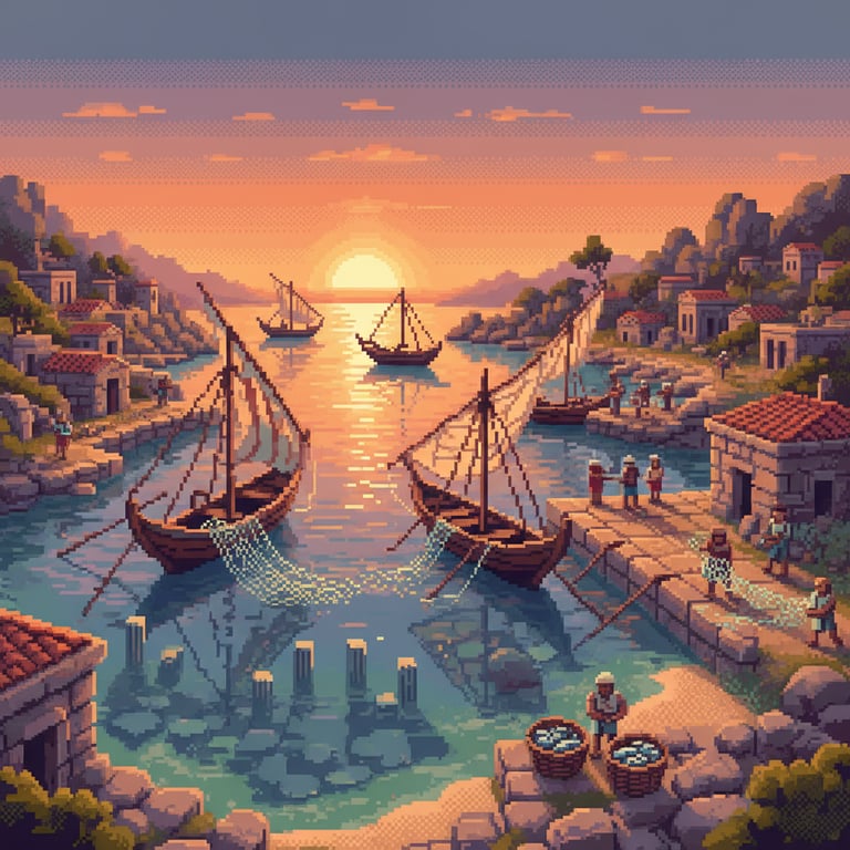 Lycian Fishermen's Bounty — AI-generated collectible card | Dolochiste Submerged City