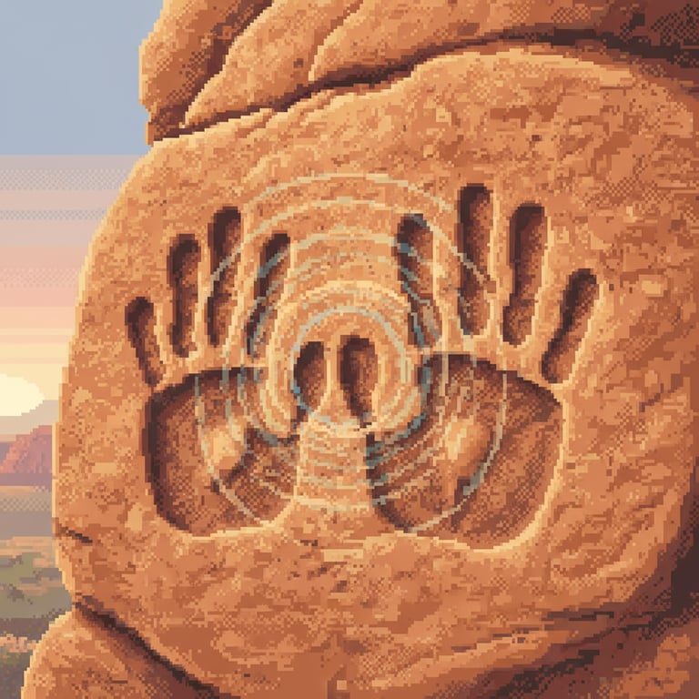 Echoes of Birth — AI-generated collectible card | White Mountain Petroglyphs