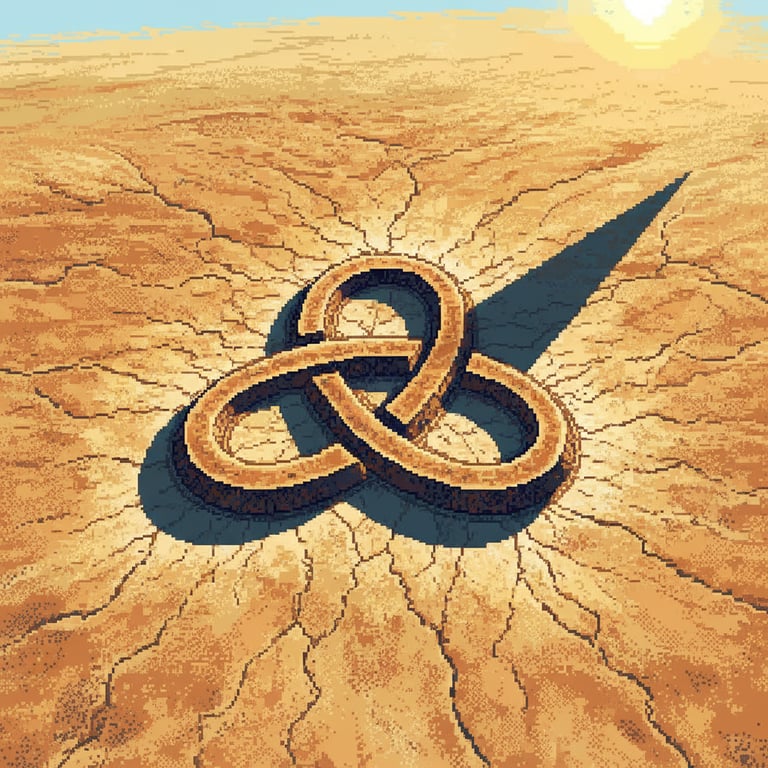 The Triquetra's Shadow — AI-generated collectible card | Mangystau’s Geoglyphs

