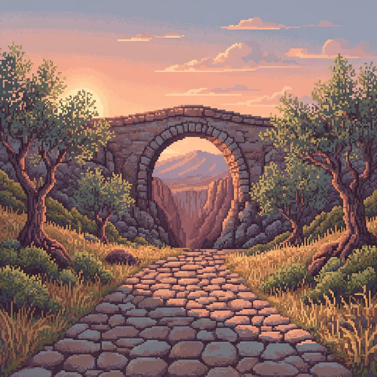 The Chiseled Path — AI-generated collectible card | Petrogriphia Bridge