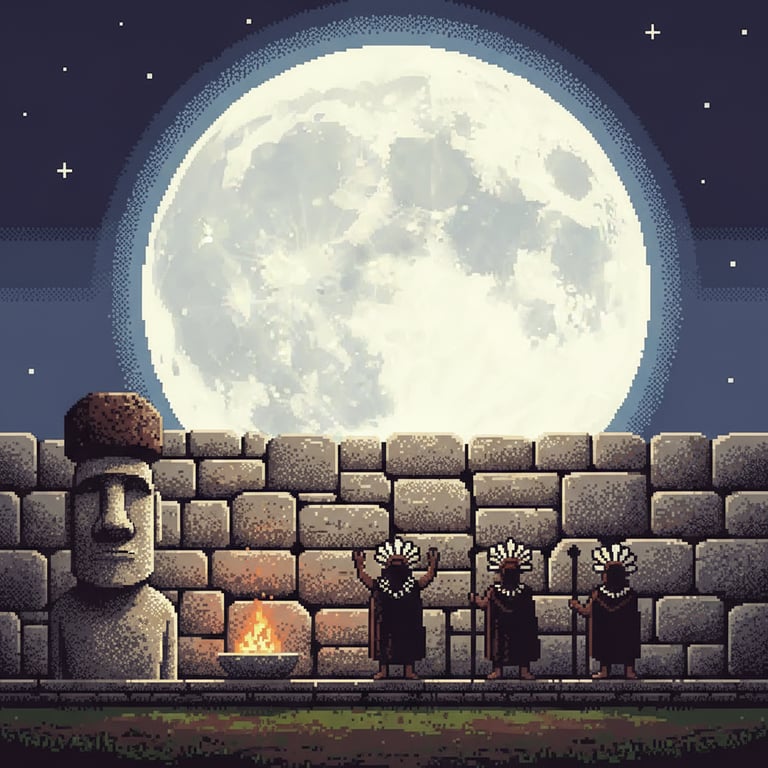 Lunar Rituals at Vinapu — AI-generated collectible card | Ahu Vinapu