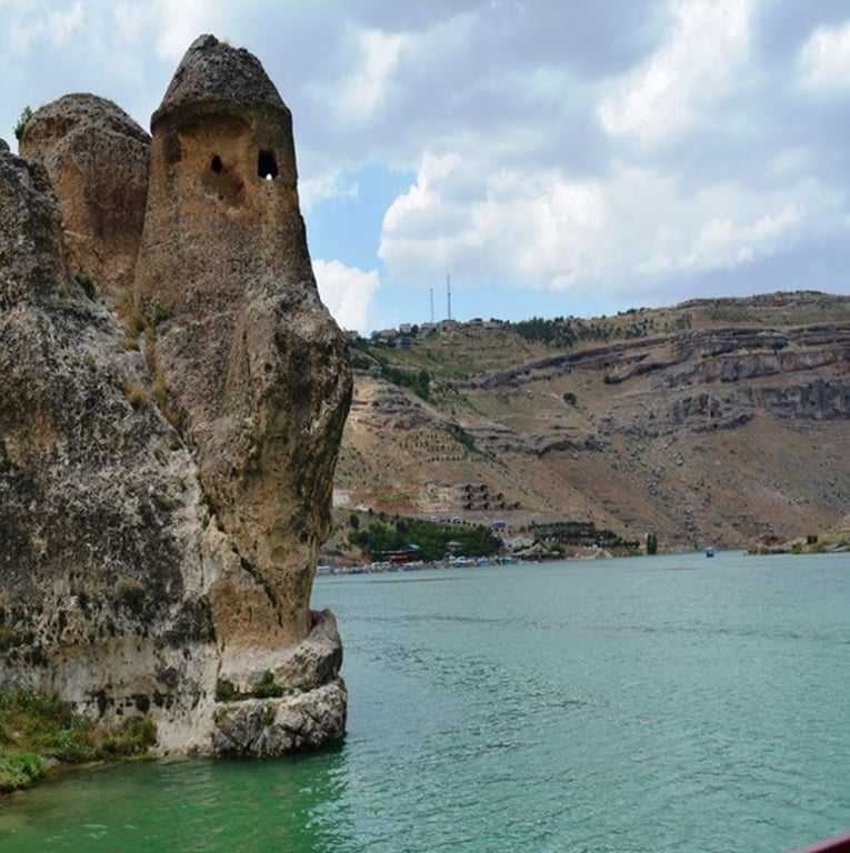 Ancient Stone Tower Side View — Egil Rock-Cut Castle 