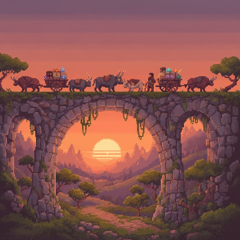 Bridge Trade Route — AI-generated collectible card | Petrogriphia Bridge