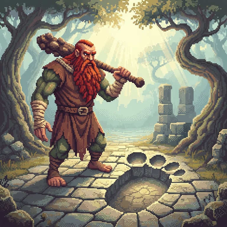 The Giant’s Last Stand — AI-generated collectible card | Giant Stone Footprint