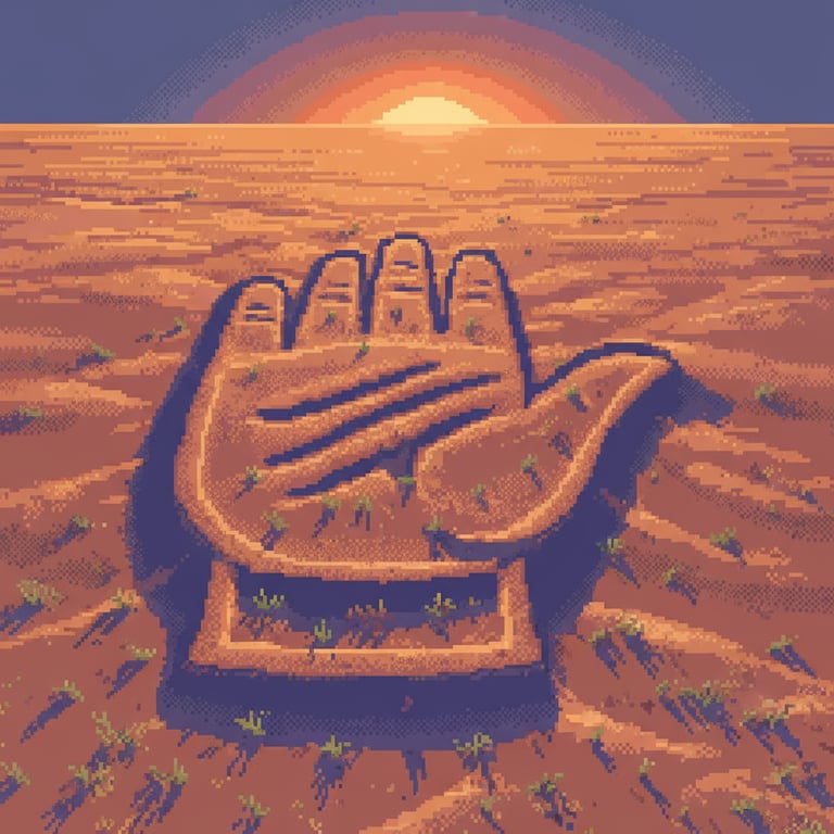 The Hand of Mahandzhar — AI-generated collectible card | Mangystau’s Geoglyphs

